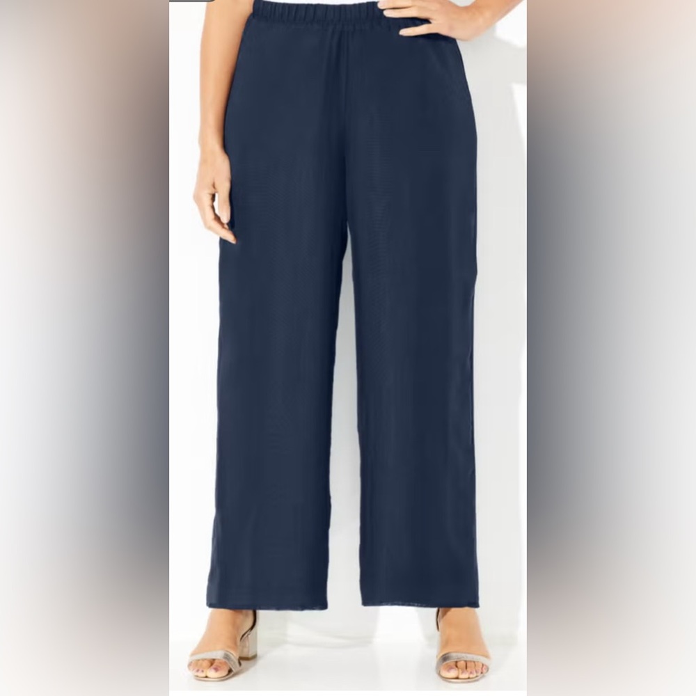 Catherines Navy Chiffon Dressy Pants
